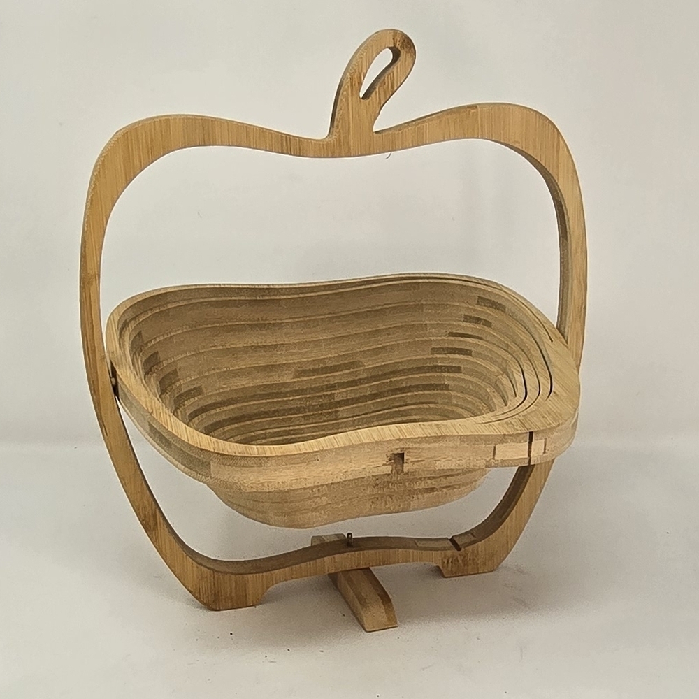 Bonnie &‎ Pop collapsible wooden apple shape fruit basket trivet kitchen ware